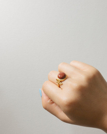 Red Agate Dragonfly Ring