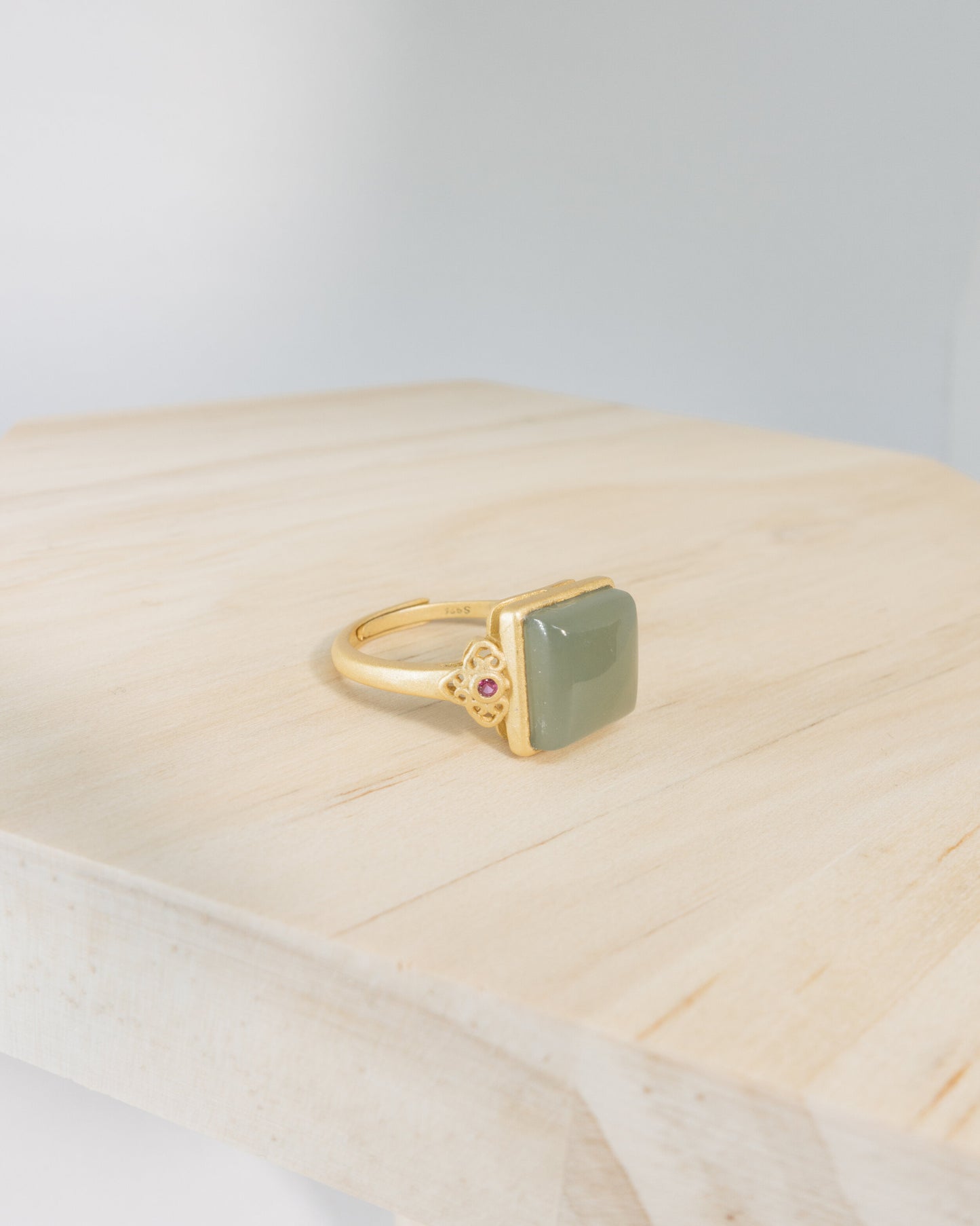 "Aimée" square jade ring