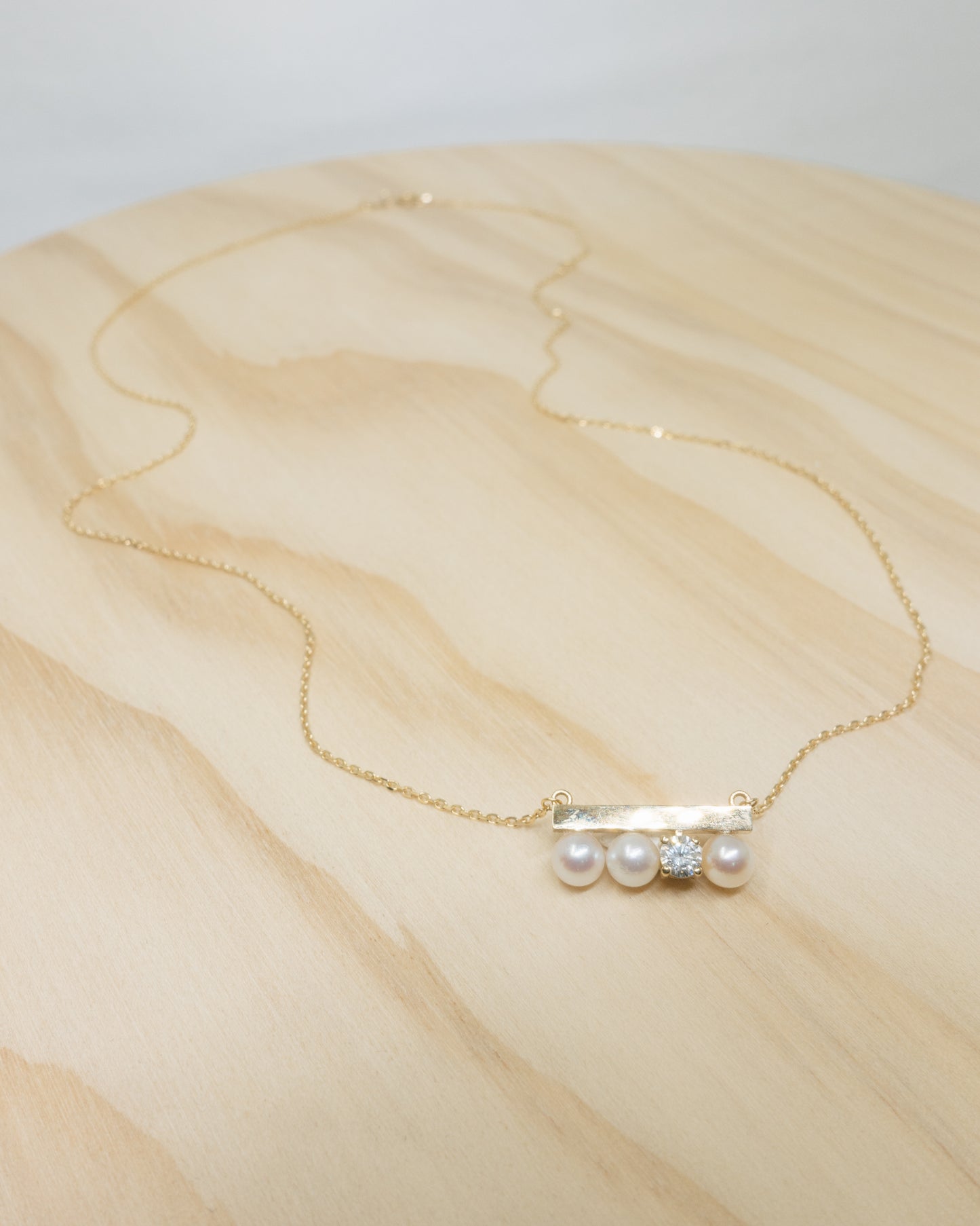 Oceana diamond pearl bar necklace