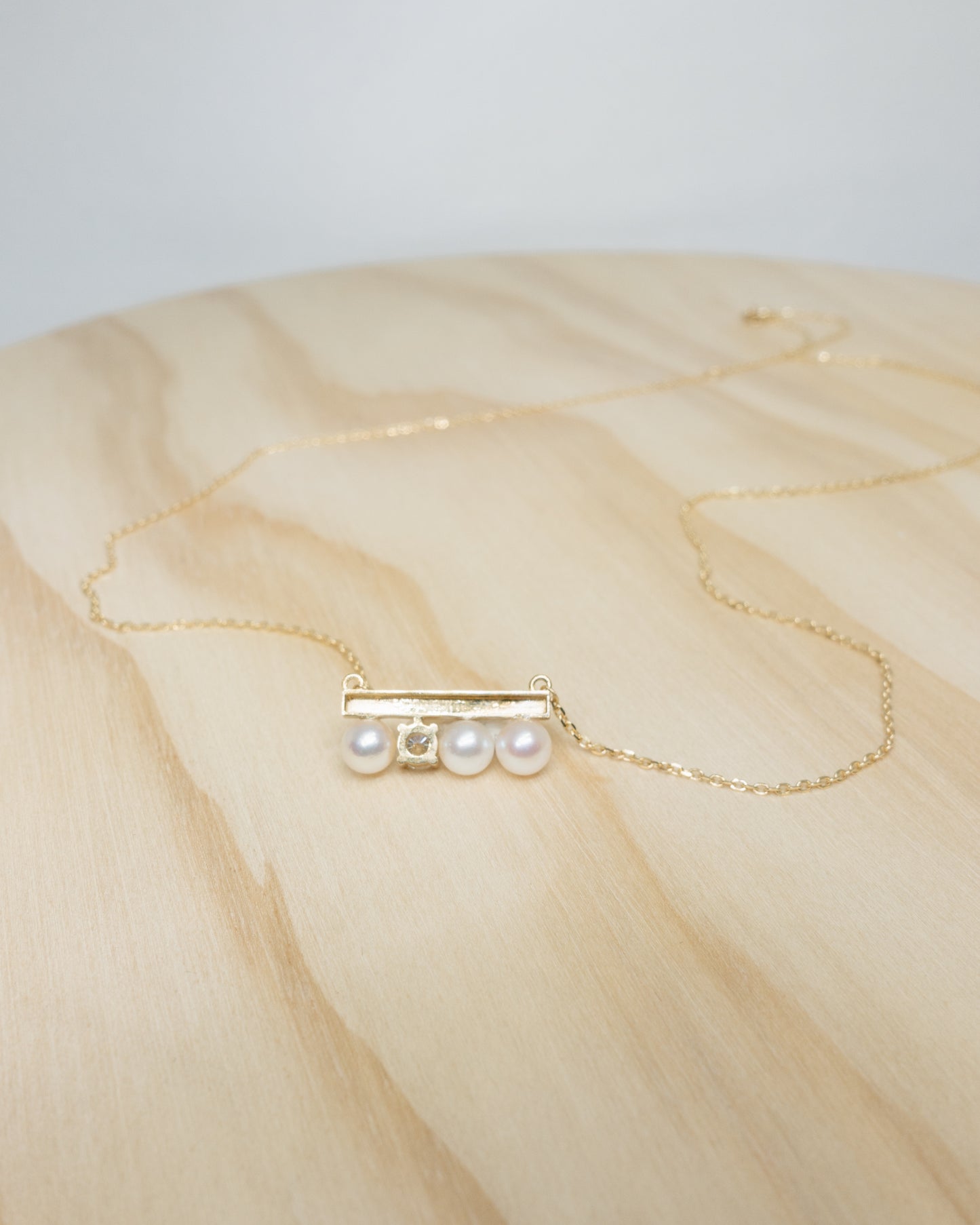 Oceana diamond pearl bar necklace