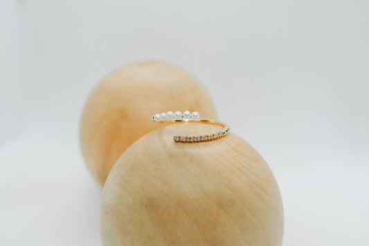 pearls and diamonds open ring