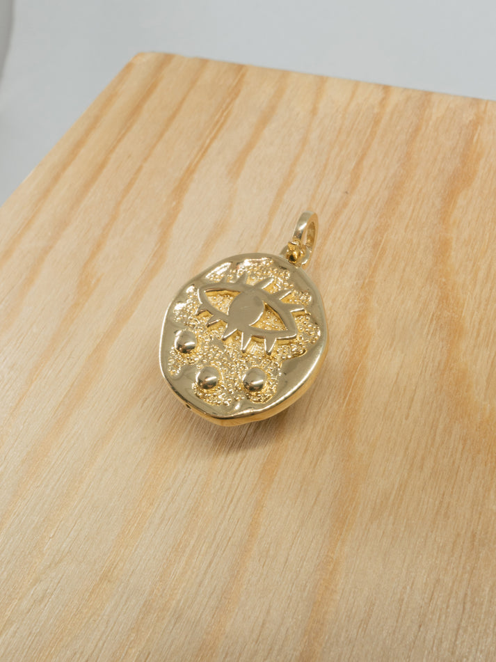 au+c fine jewelry - Evil Eye Medallion Coin Charm Pendant