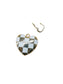 Gold Enamel Checker Heart Charm Pendant