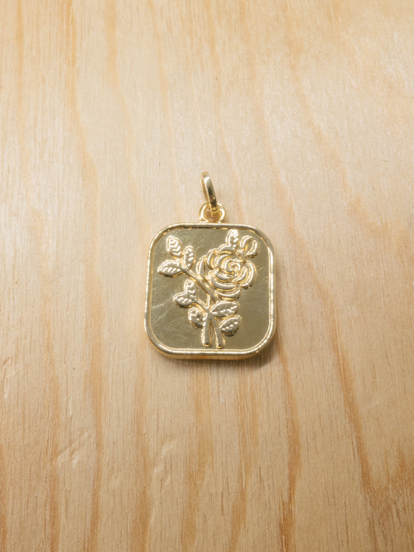 Rose Medallion Coin Charm Pendant