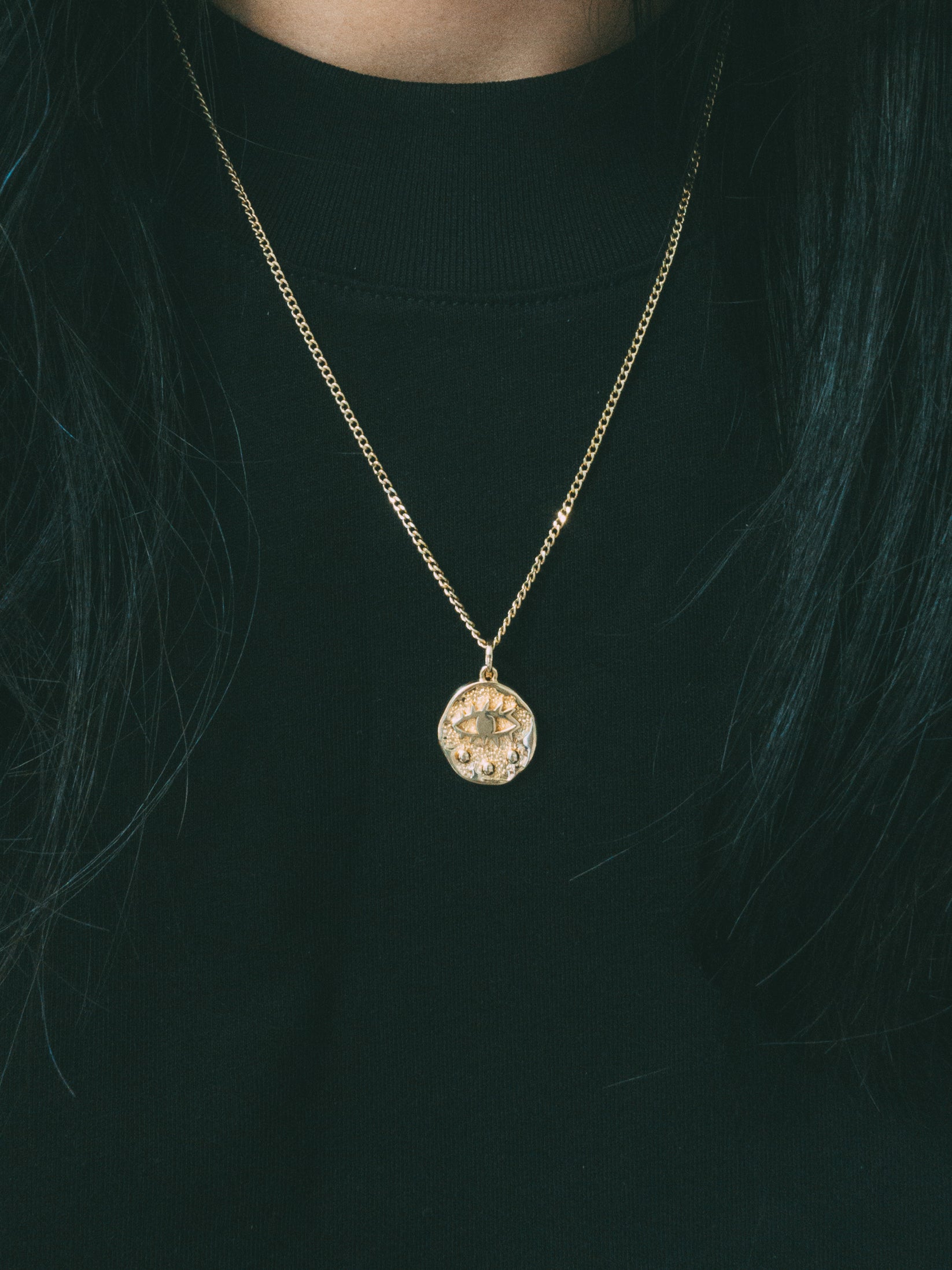 Evil Eye Fluted Medallion Pendant