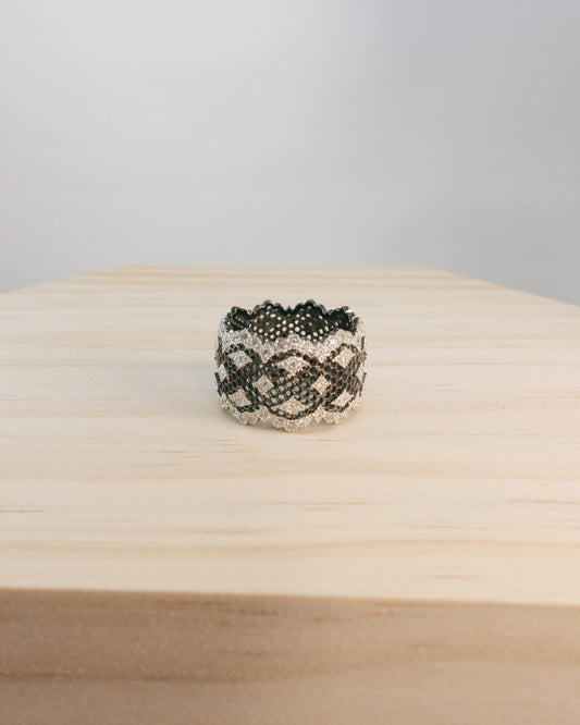 "Camille" black lace cuff ring
