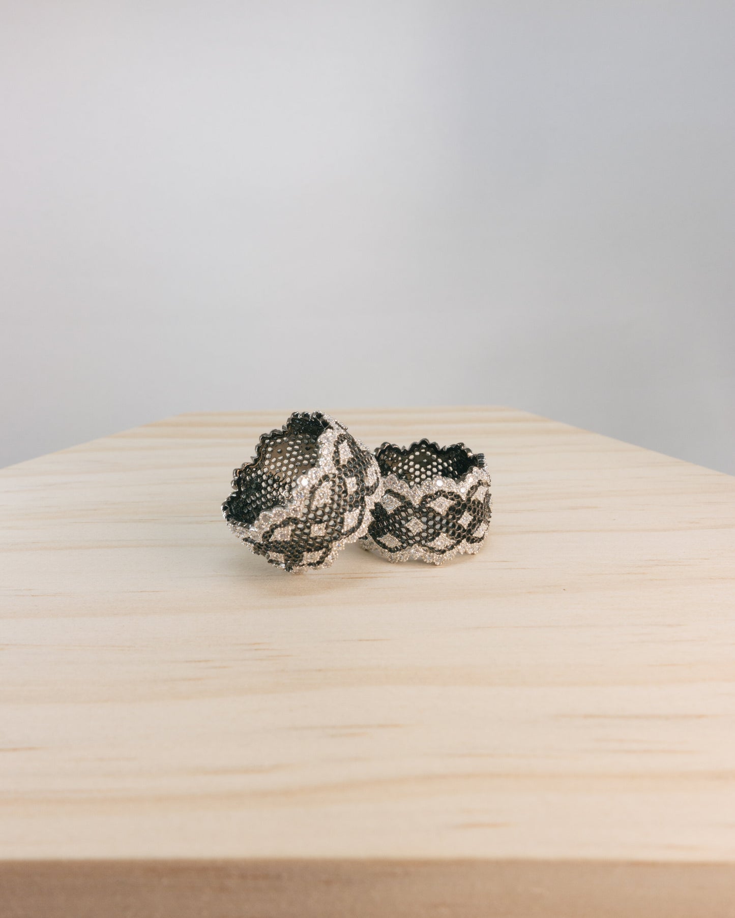 "Camille" black lace cuff ring