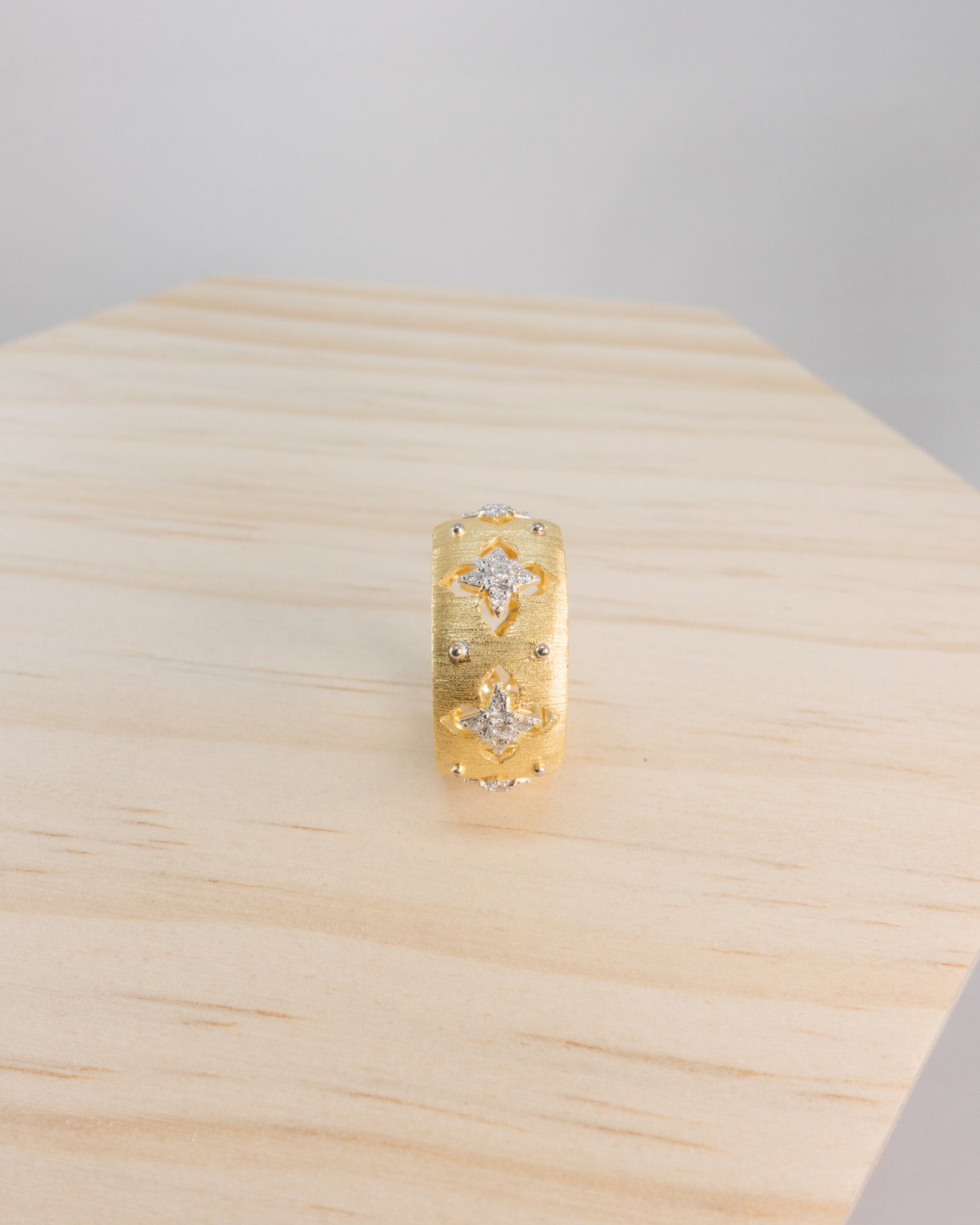 "Vivienne" laser cut floral cuff ring