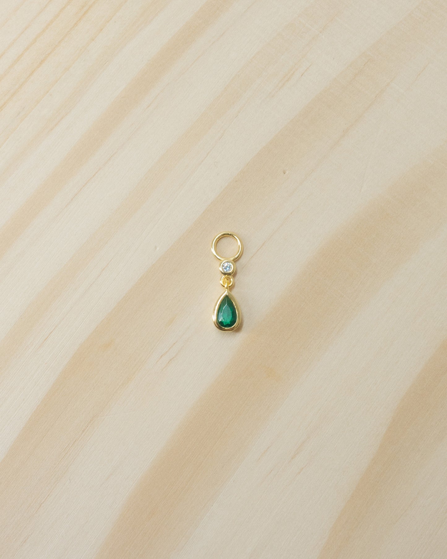 Green Tear Drop Dangle Hoop Charm