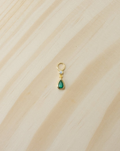 Green Tear Drop Dangle Hoop Charm