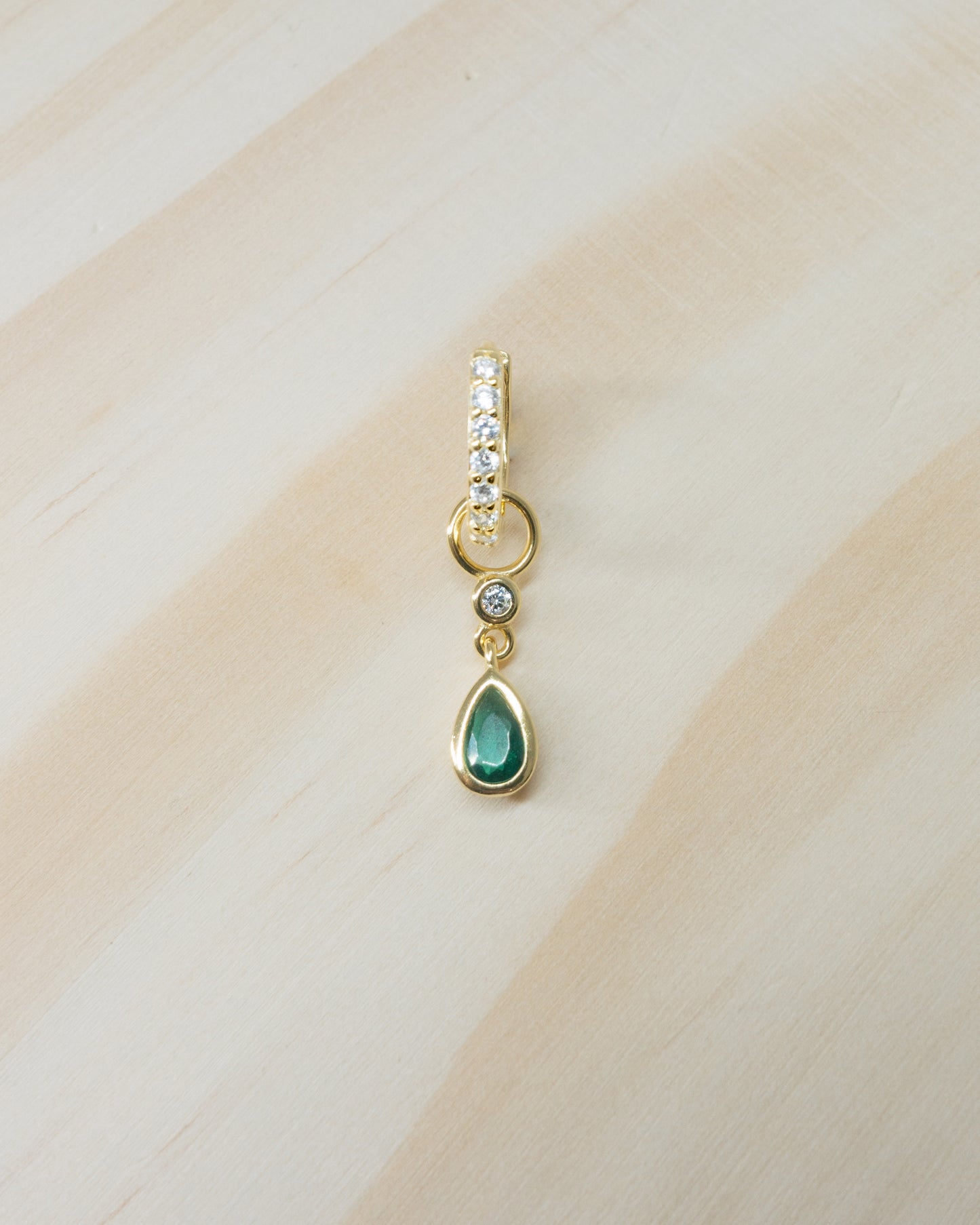 Green Tear Drop Dangle Hoop Charm