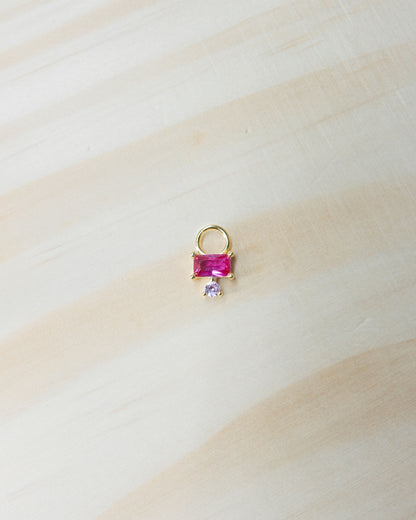 Single Pink Baguette Hoop Charm