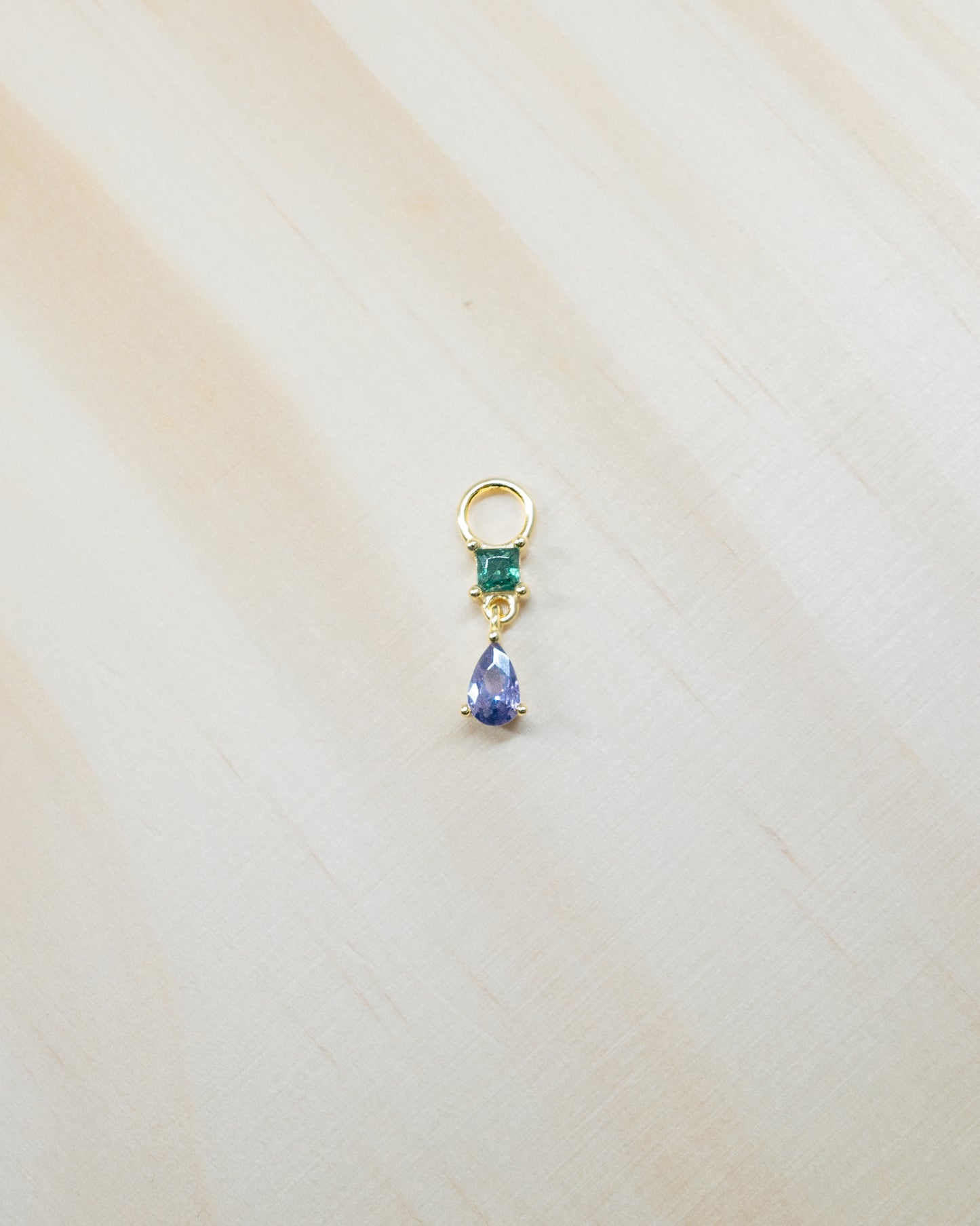 Single Green Purple Dangle Hoop Charm