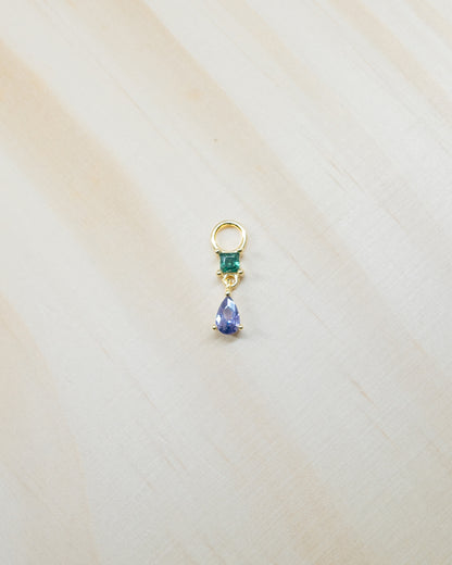 Single Green Purple Dangle Hoop Charm