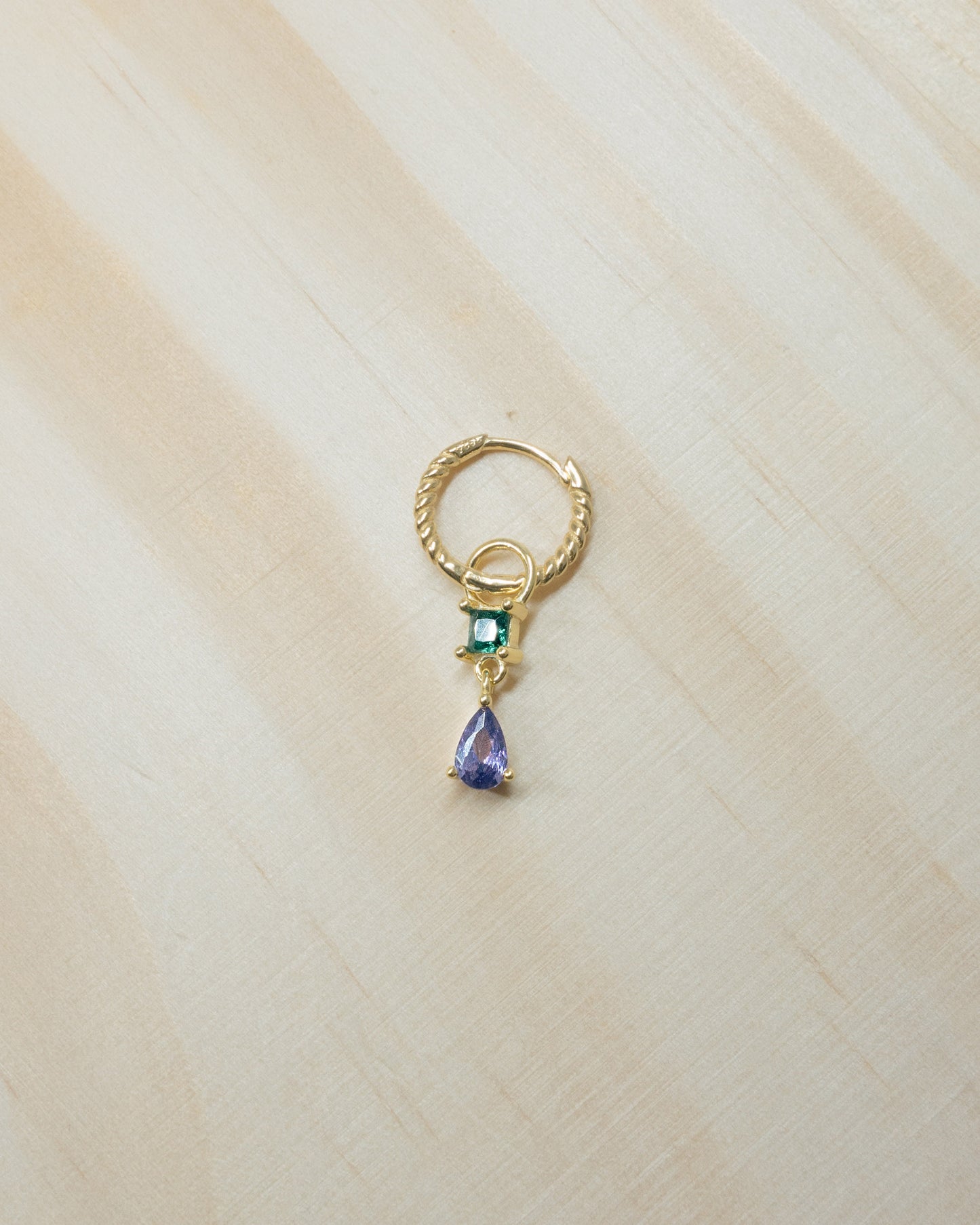 Single Green Purple Dangle Hoop Charm