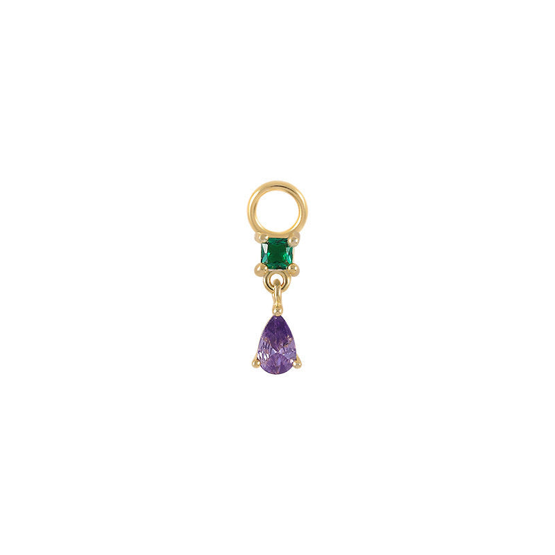 Single Green Purple Dangle Hoop Charm