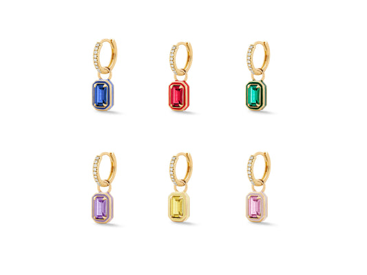 Single Coloured Crystal Enamel Drop Earring
